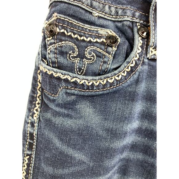 Rock Revival Jacklyn Easy Boot Jeans Women's Sz 29 Embellished Pockets Med Wash - Picture 13 of 14
